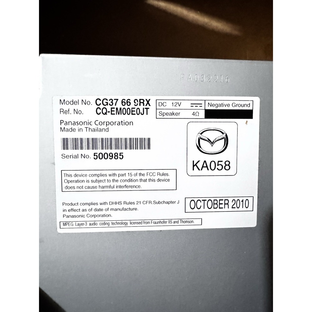 2012 Mazda‎ 5 RADIO AM-FM CD,GG36669R0 - Picture 3 of 4